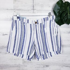 NWT Old Navy Striped Linen Mid-Rise Shorts Size 2